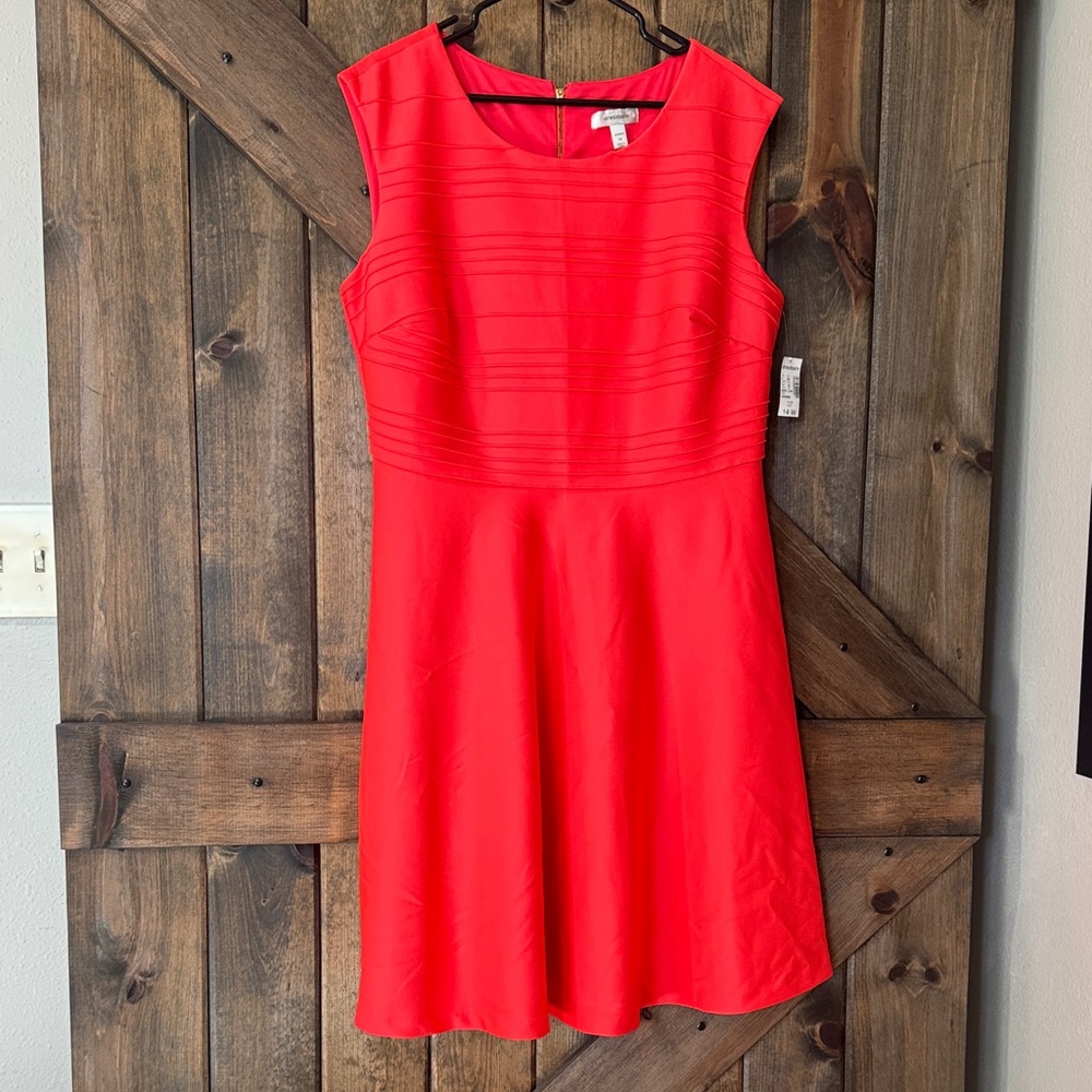 Dress Barn Vibrant Orangish Midi Dress